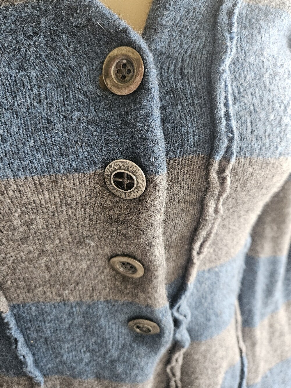 Free People Button-Up Cardigan Sweater featuring an exposed raw-edge seam - Picture 4 of 11